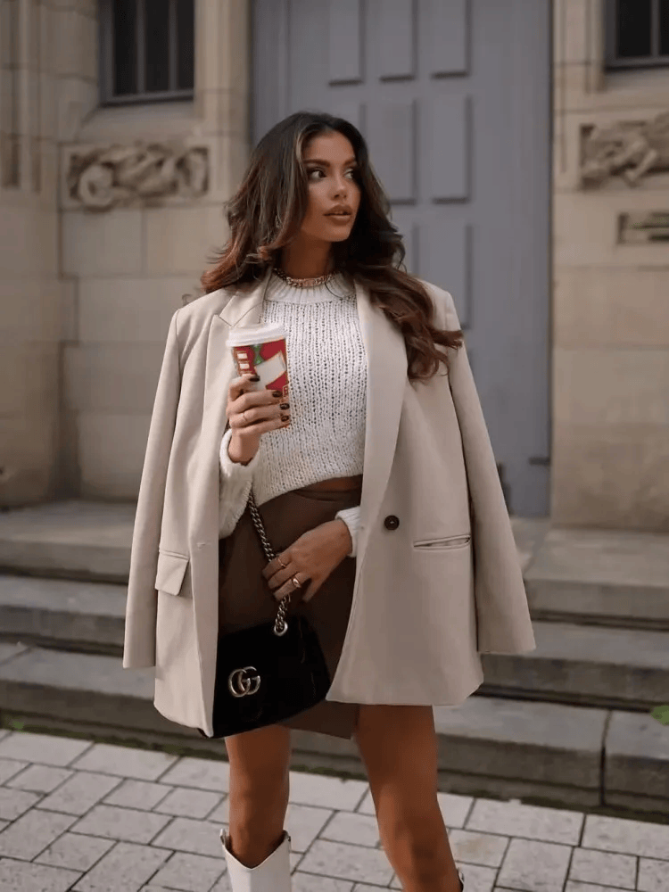 Long Blazer Women Masculine Blazer Woman Double Breasted Jacket Women Long Sleeve Blazers for Women Coat