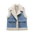 Lambswool Plush Waistcoat Jackets Sleeveless Thicken