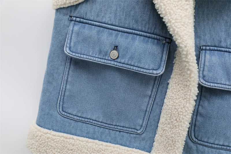 Lambswool Plush Waistcoat Jackets Sleeveless Thicken