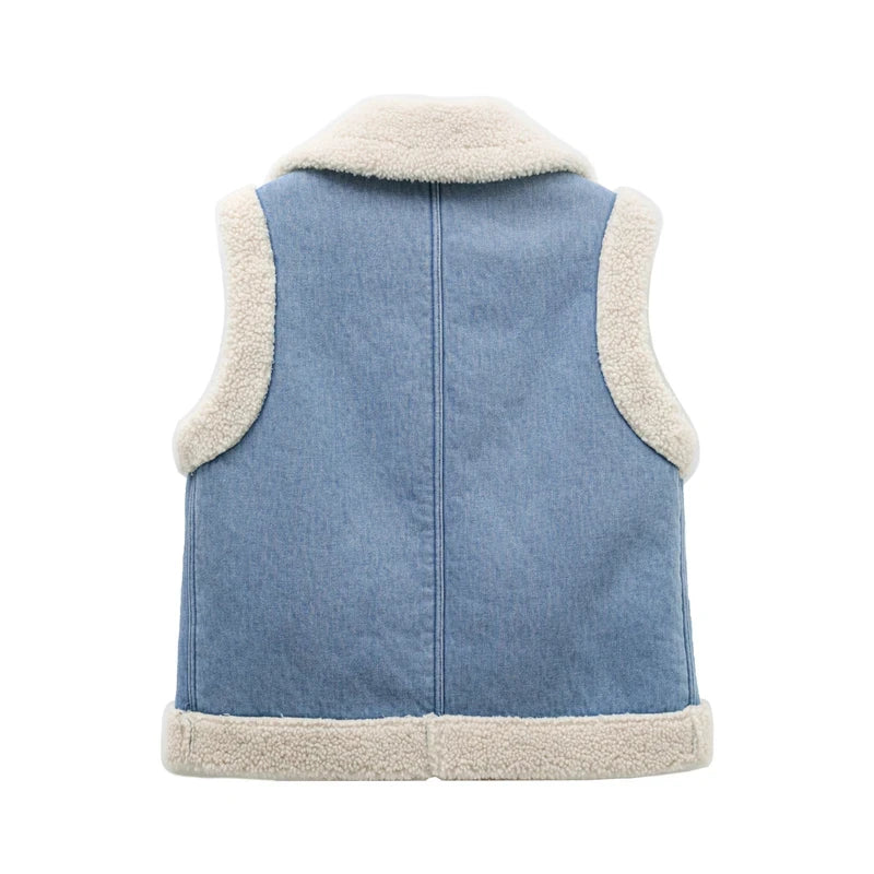 Lambswool Plush Waistcoat Jackets Sleeveless Thicken