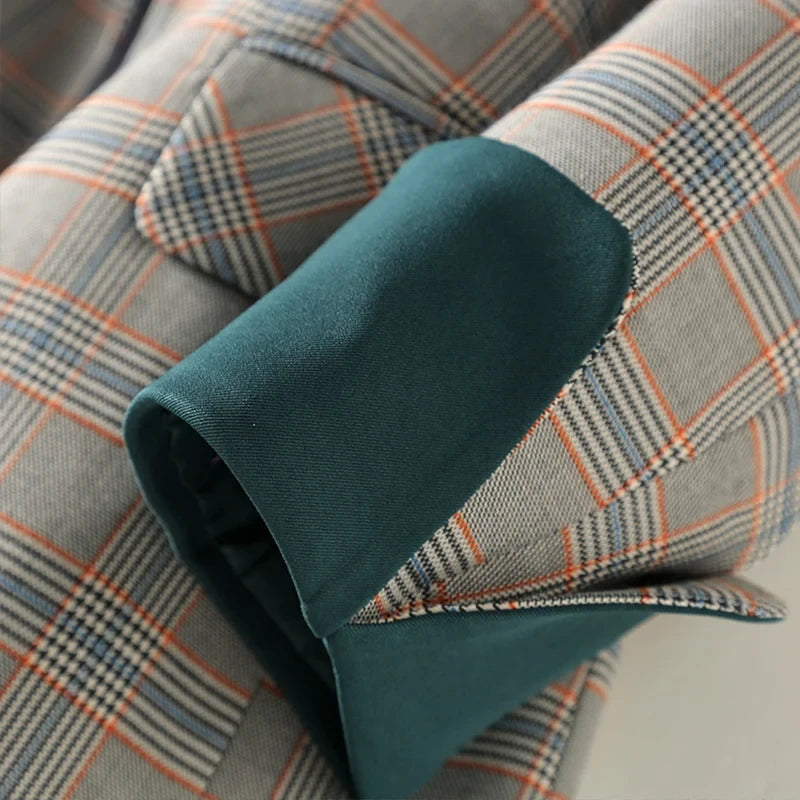 New Fashion Business Interview Plaid Suits Women, Ladies Long Sleeve Spring Casual Blazer