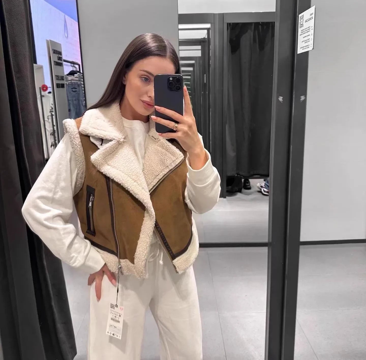 Autumn New Stand Collar Fur One Double-Sided Short Vest For Women's Coat Warm And Thick