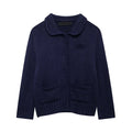 Cardigan Women Knitted Sweater Loose Turn-Down Collar Coat Long Sleeve Warm Pockets