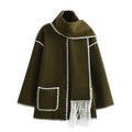 Jacket Women Coat Autumn Winter Tassel Scarf Collar Jackets Warm