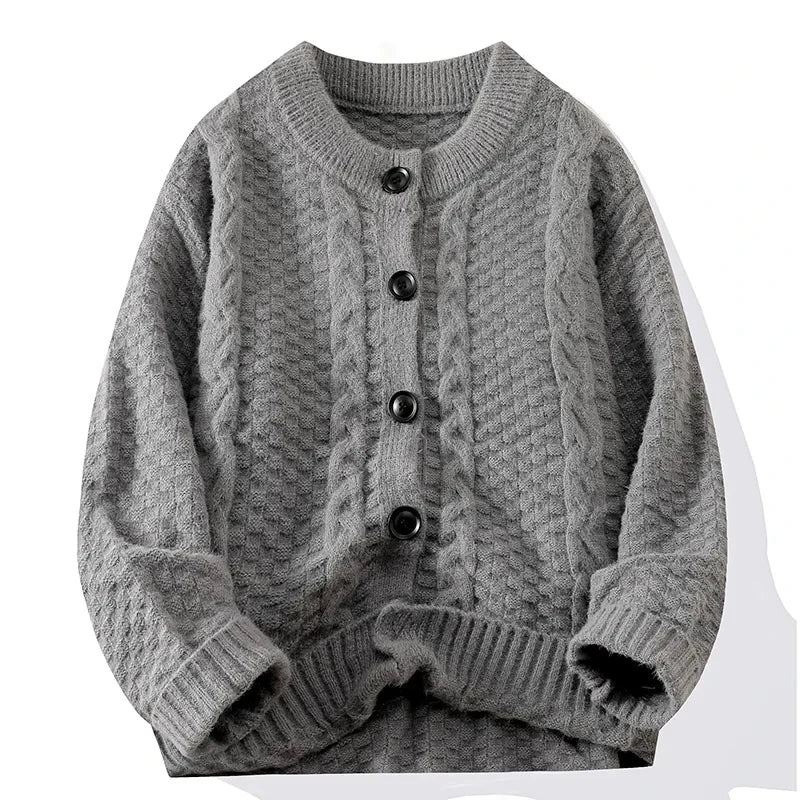 Twist Sweater Cardigan Men Autumn Winter Lazy Casual Loose Top
