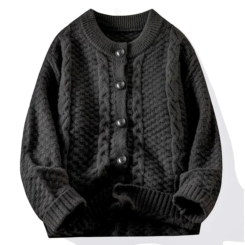 Twist Sweater Cardigan Men Autumn Winter Lazy Casual Loose Top