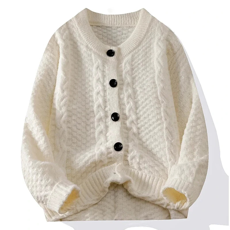 Twist Sweater Cardigan Men Autumn Winter Lazy Casual Loose Top