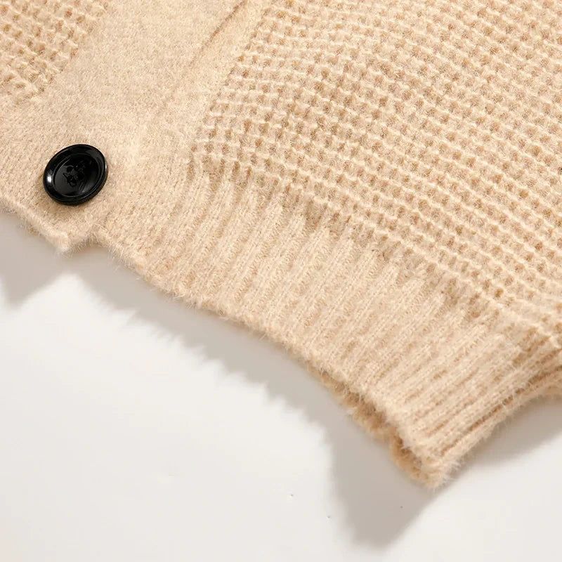 Half Turtleneck Button Up Cardigan Sweater Coat for Men