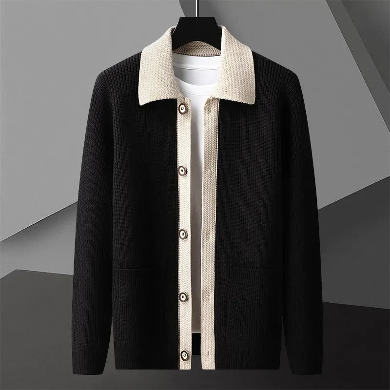 Cardigan Men Knitting Sweaterscoat Spring Autumn Casual Sweater Jackets Solid Turn Down Collar Knitted Cardigan