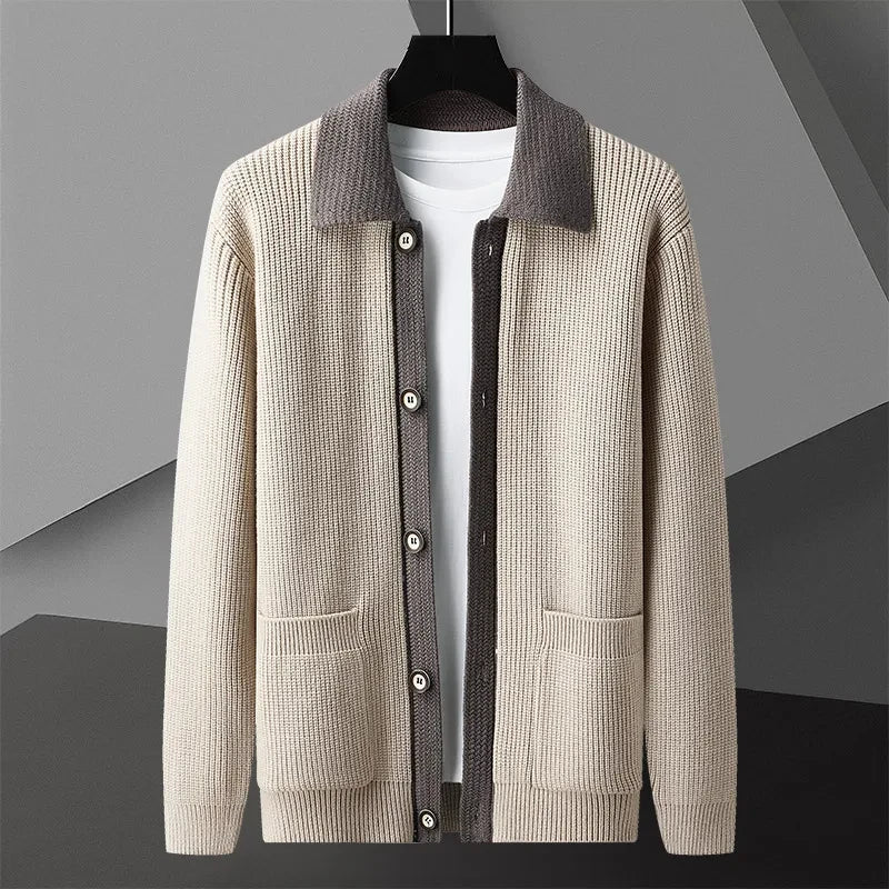Cardigan Men Knitting Sweaterscoat Spring Autumn Casual Sweater Jackets Solid Turn Down Collar Knitted Cardigan