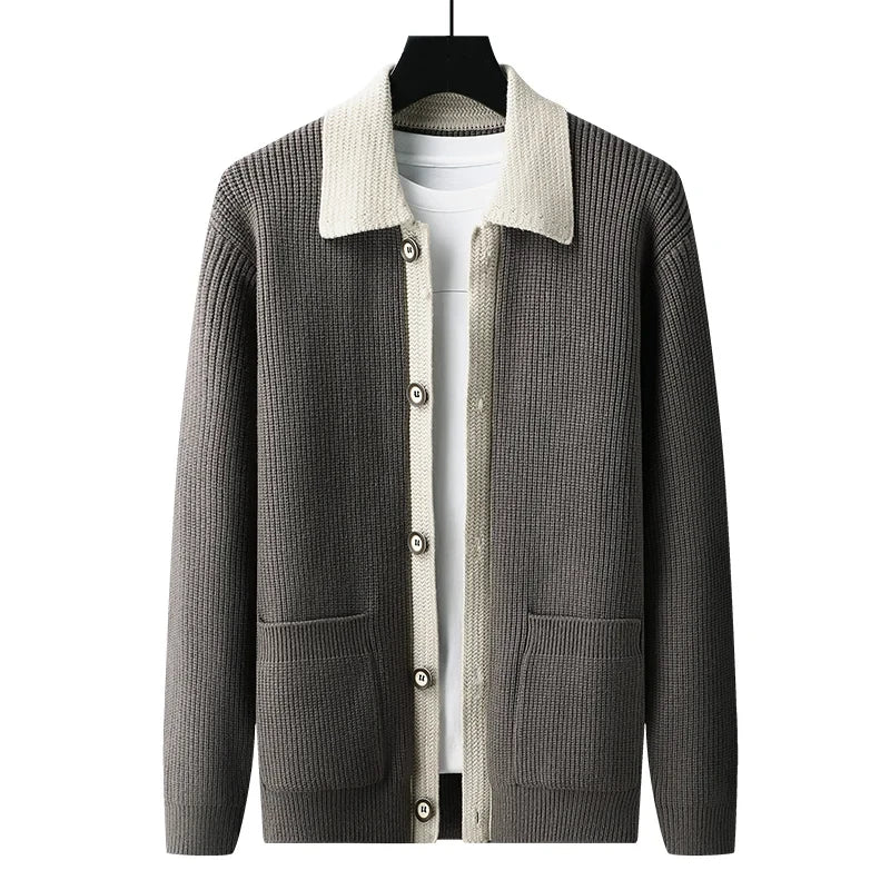 Cardigan Men Knitting Sweaterscoat Spring Autumn Casual Sweater Jackets Solid Turn Down Collar Knitted Cardigan